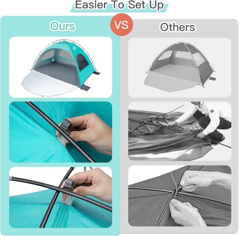 Night Cat Beach Tent Portable Camping Sun Shade Shelter for 2-4 Persons with UV Protection 3 Breathable Mesh Windows Extended Tent Floor Easy Set Up Outdoor - Image 2